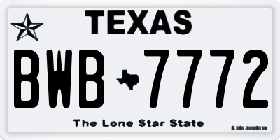 TX license plate BWB7772