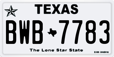 TX license plate BWB7783