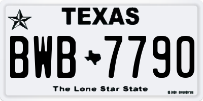 TX license plate BWB7790