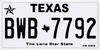 TX license plate BWB7792