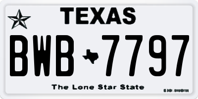 TX license plate BWB7797