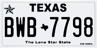 TX license plate BWB7798