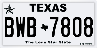 TX license plate BWB7808