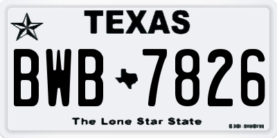 TX license plate BWB7826