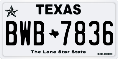 TX license plate BWB7836