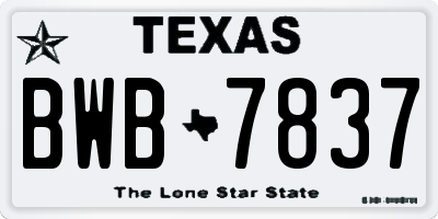 TX license plate BWB7837