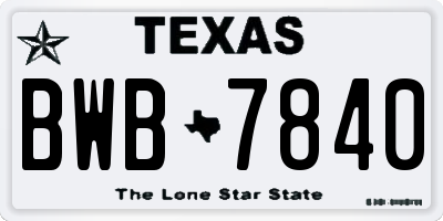 TX license plate BWB7840