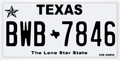 TX license plate BWB7846