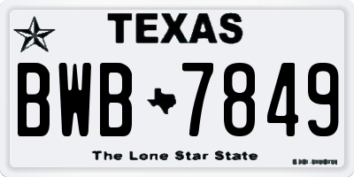 TX license plate BWB7849