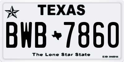 TX license plate BWB7860