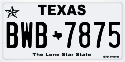 TX license plate BWB7875