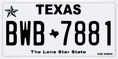 TX license plate BWB7881