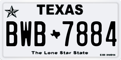 TX license plate BWB7884