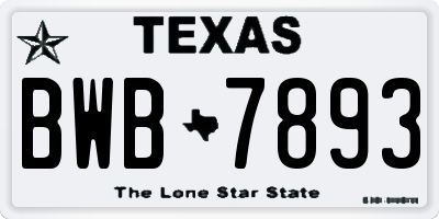 TX license plate BWB7893