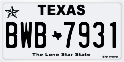 TX license plate BWB7931