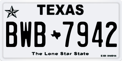 TX license plate BWB7942