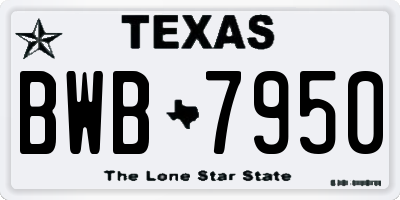 TX license plate BWB7950