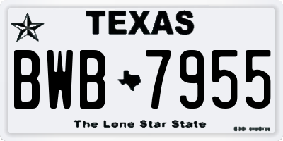 TX license plate BWB7955