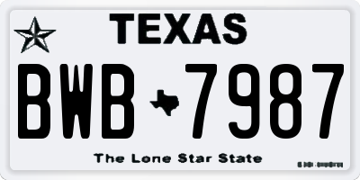 TX license plate BWB7987