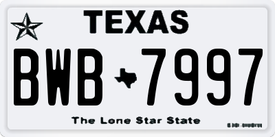 TX license plate BWB7997