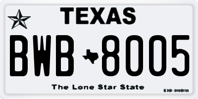 TX license plate BWB8005