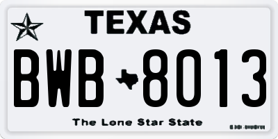 TX license plate BWB8013