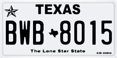 TX license plate BWB8015