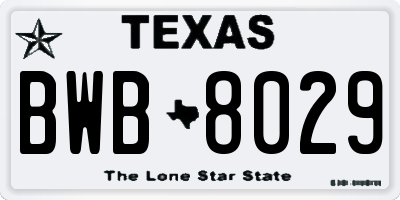 TX license plate BWB8029