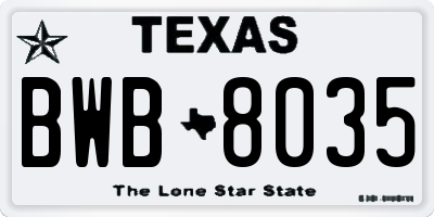 TX license plate BWB8035