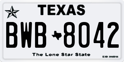 TX license plate BWB8042
