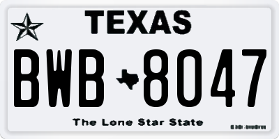 TX license plate BWB8047
