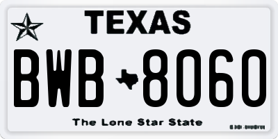 TX license plate BWB8060