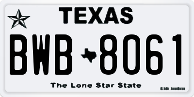 TX license plate BWB8061
