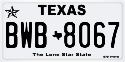 TX license plate BWB8067