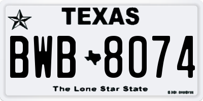 TX license plate BWB8074