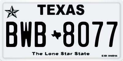 TX license plate BWB8077