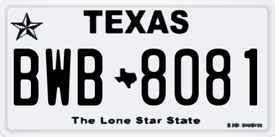 TX license plate BWB8081