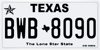 TX license plate BWB8090