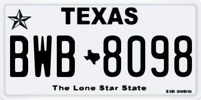 TX license plate BWB8098