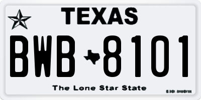 TX license plate BWB8101