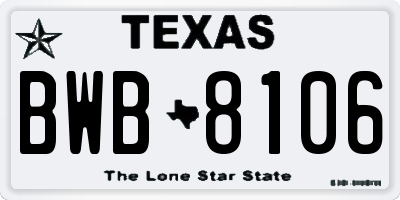 TX license plate BWB8106
