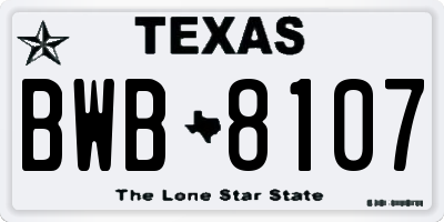TX license plate BWB8107