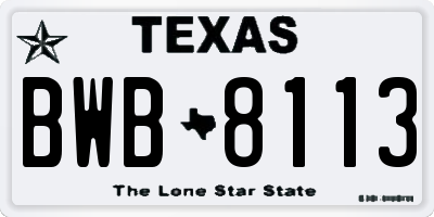 TX license plate BWB8113