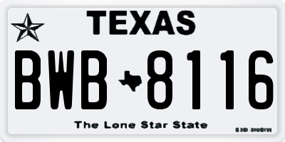 TX license plate BWB8116