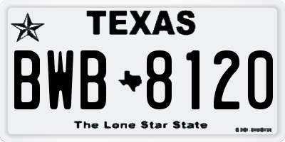 TX license plate BWB8120