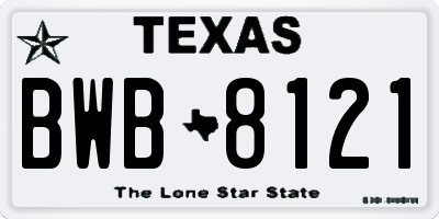 TX license plate BWB8121