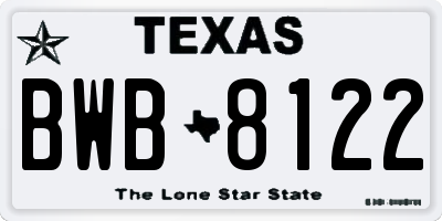 TX license plate BWB8122