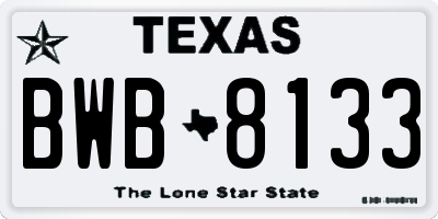 TX license plate BWB8133
