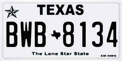 TX license plate BWB8134