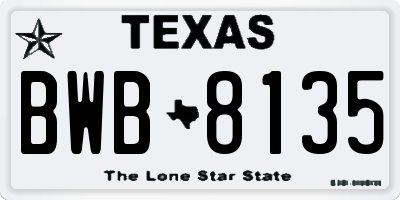 TX license plate BWB8135